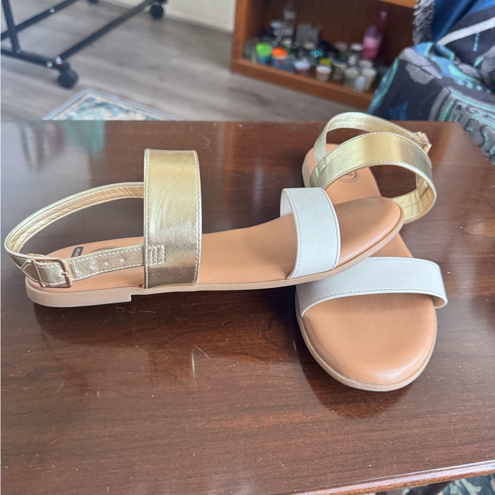 Wonder Nation Gold and Cream Sandals